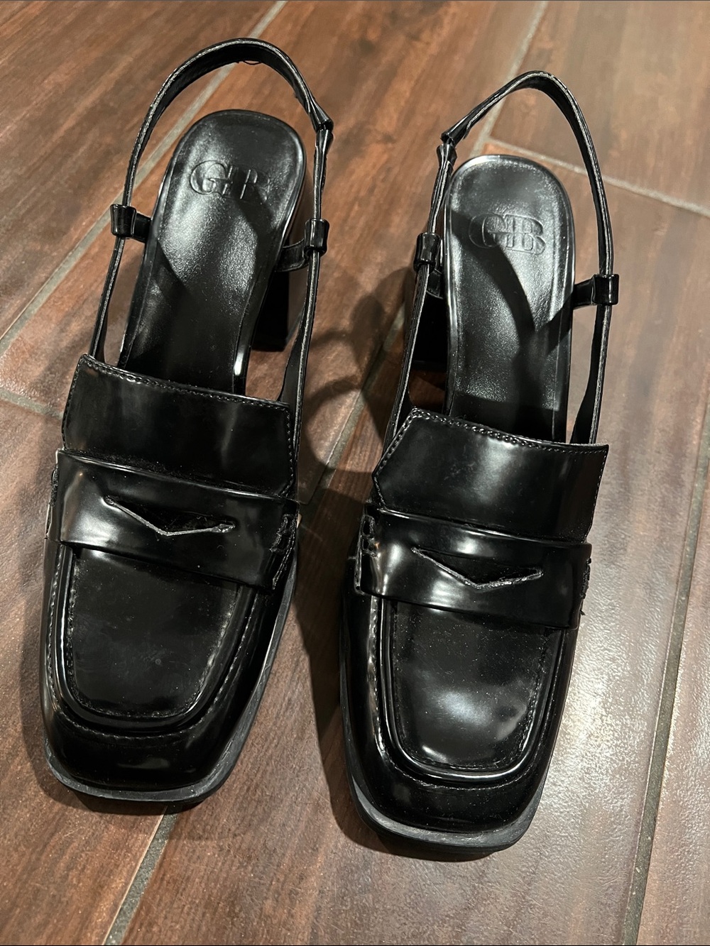 Gianni Bini Black Patent Slingback Loafers